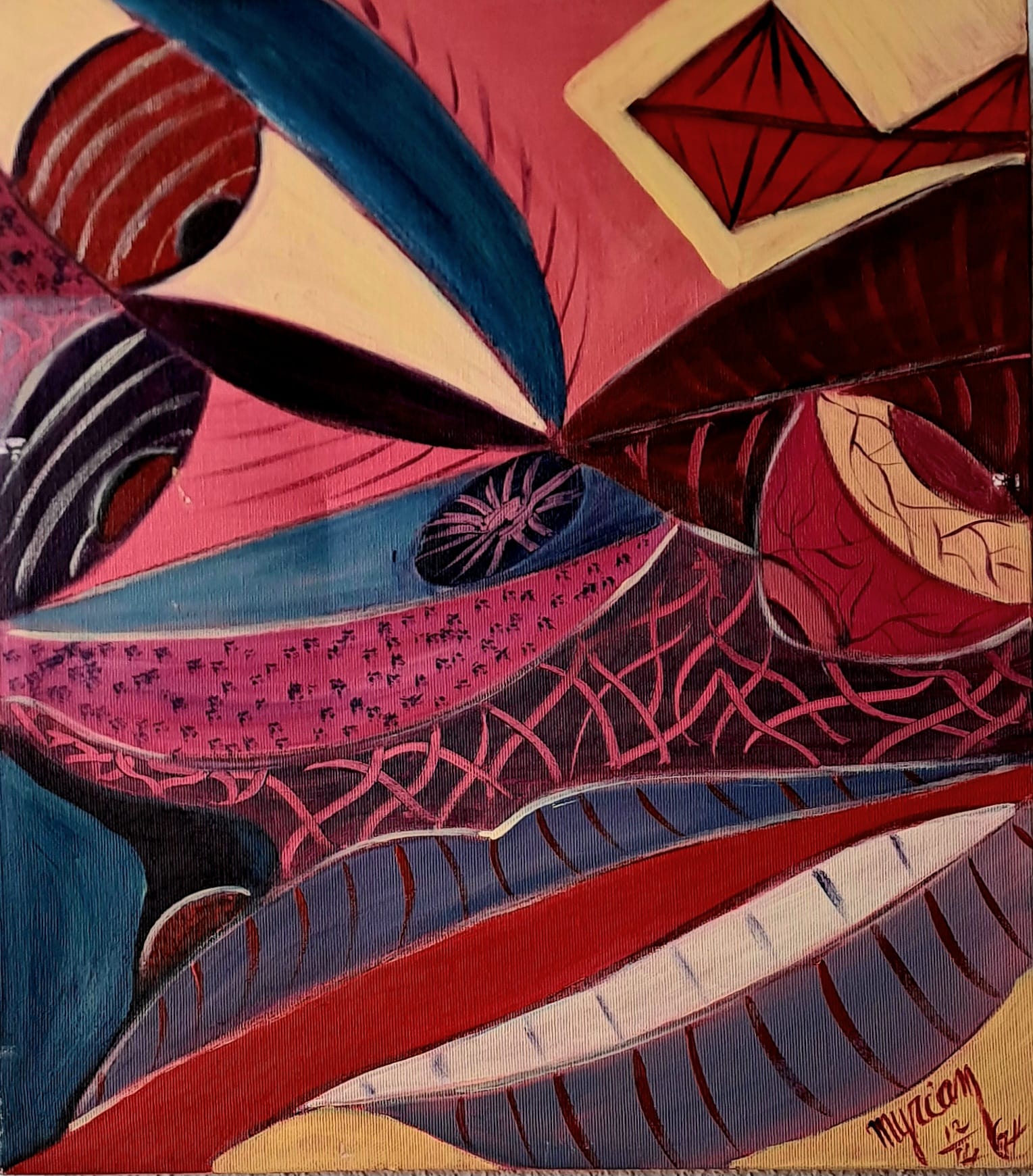 Tableau « Champ de caresses2014/15 » de Mariem Garaali — acrylique