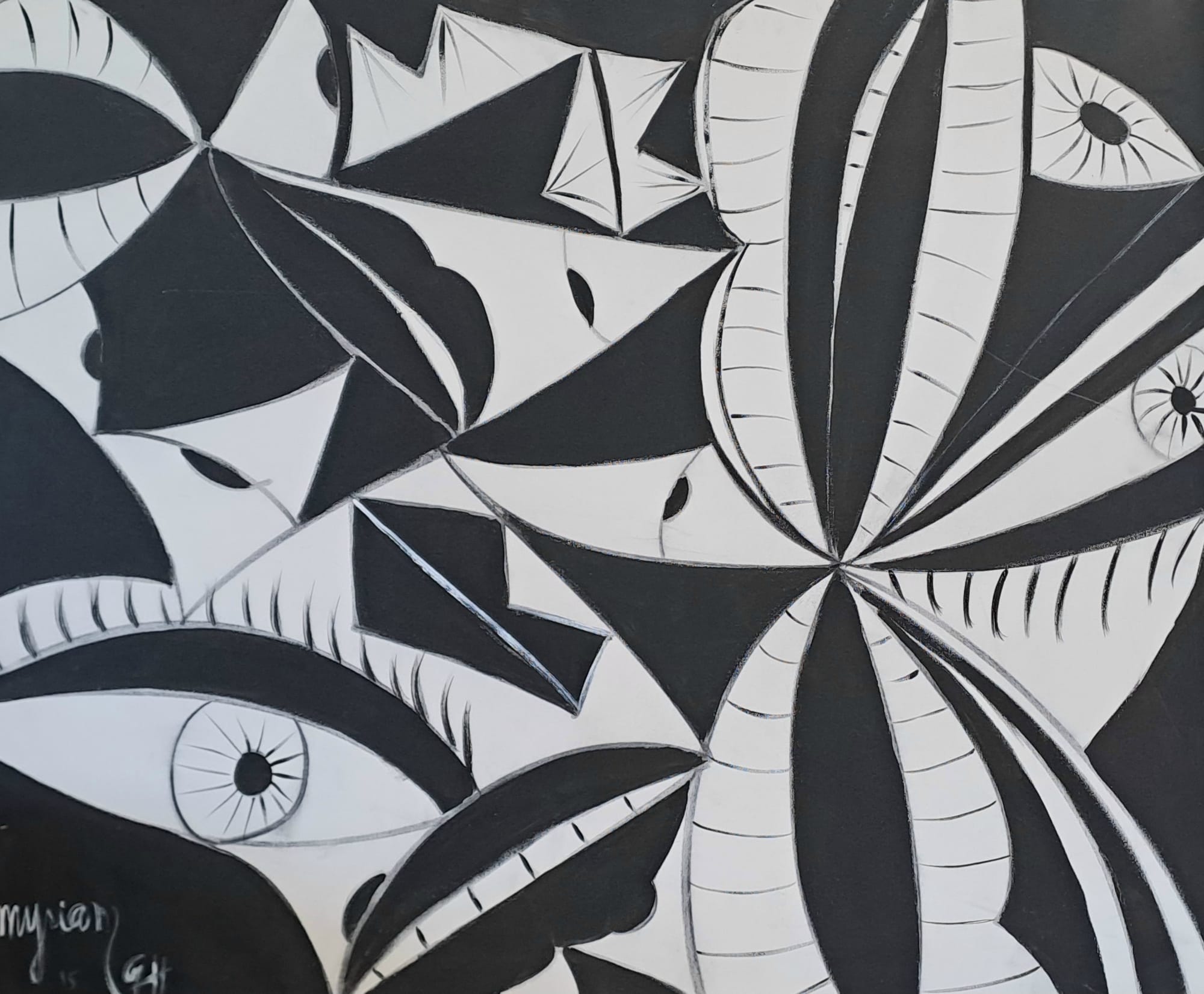 Tableau « Entre questions et nirvana 2014/15 » de Mariem Garaali — acrylique