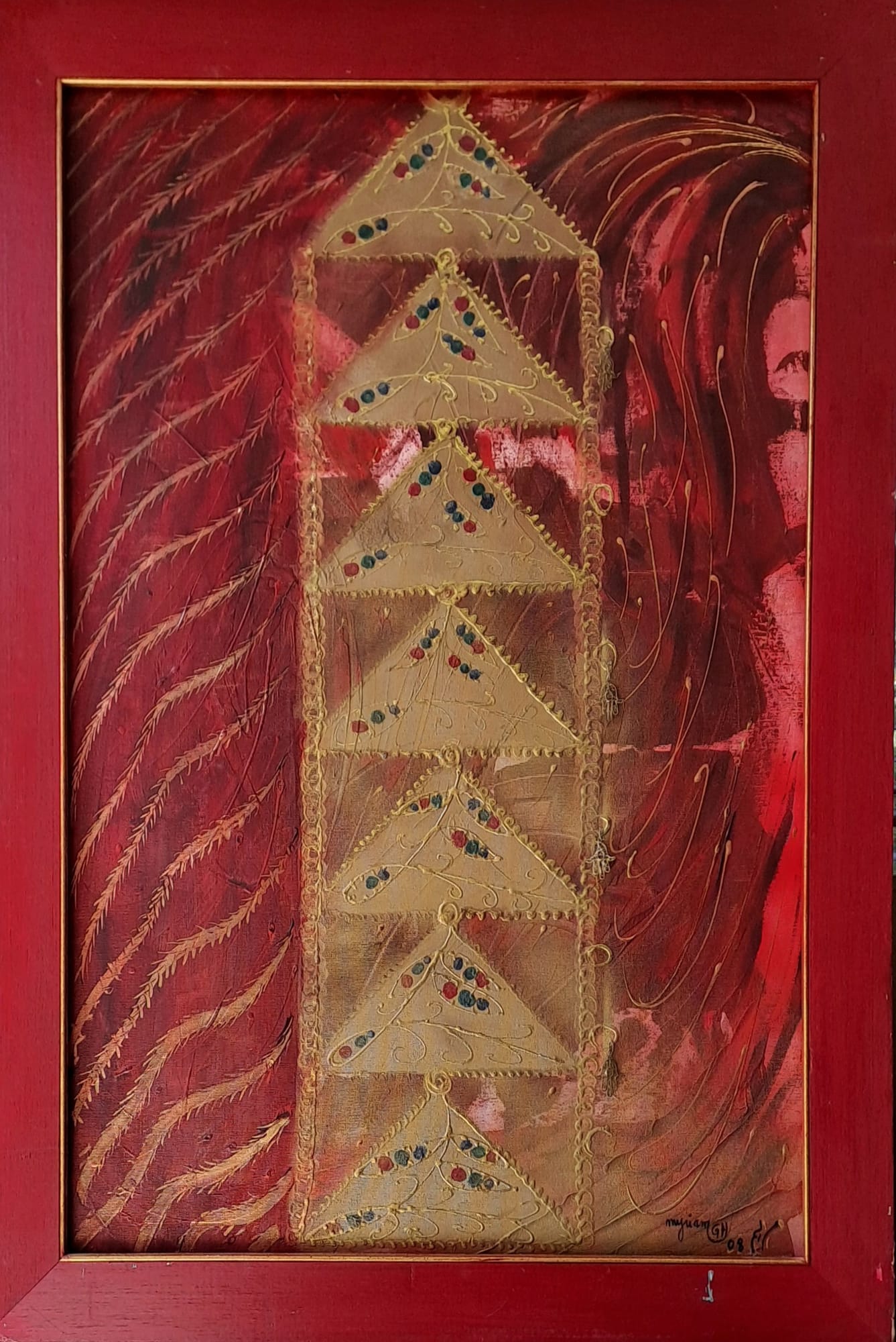 Tableau « Or et bédouina. 2007 » de Mariem Garaali — mixte