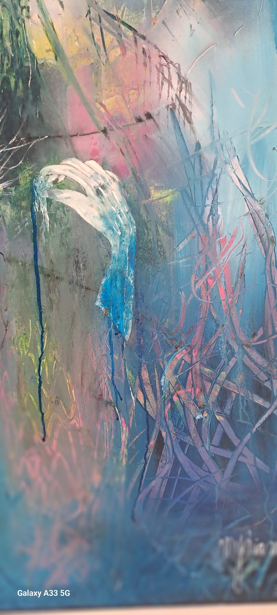 Tableau « Détail 2 des mains tisseuses .. » de Mariem Garaali — acrylique et encre
