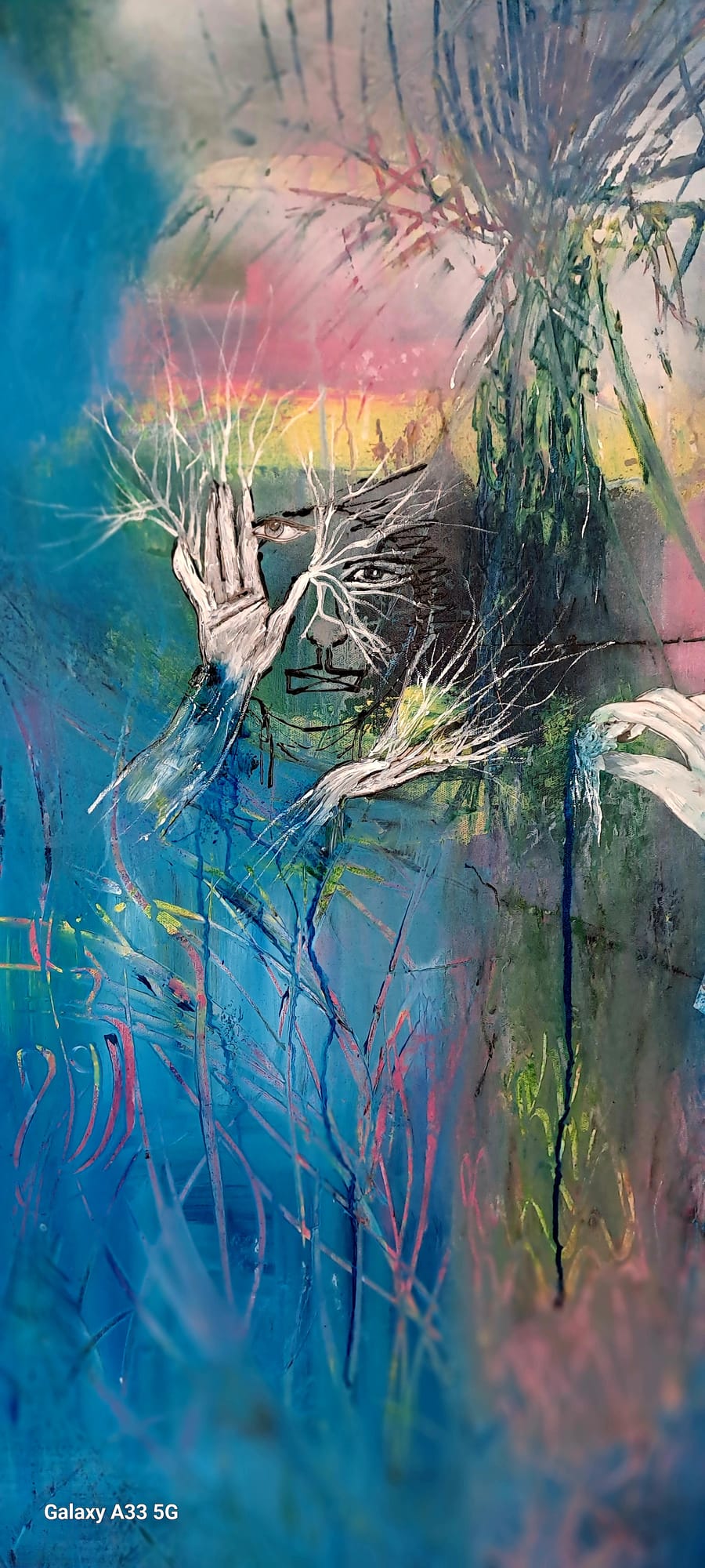 Tableau « Détail de mains tisseuses .. » de Mariem Garaali — acrylique et encre