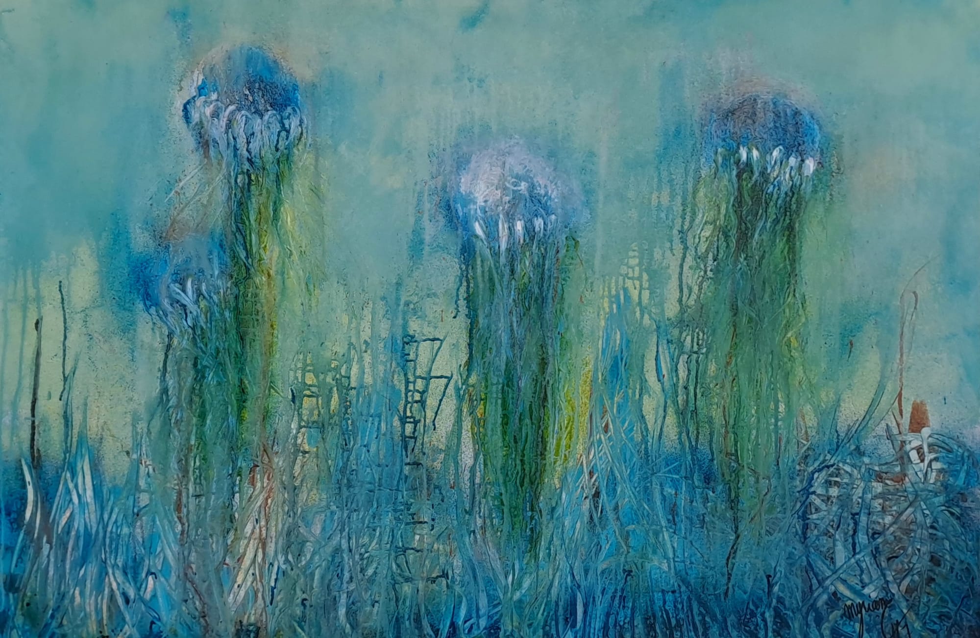 Tableau « Émergence. 2021 » de Mariem Garaali — encre et acrylique