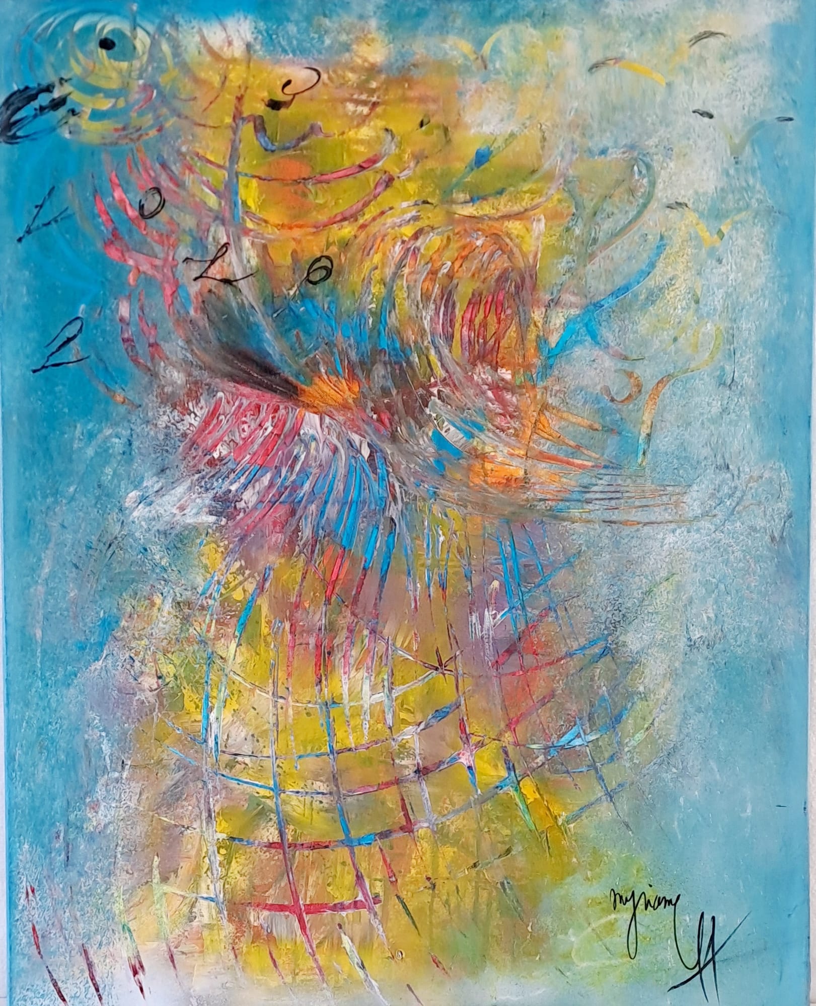 Tableau « Oiseaux de paradis. 2021 » de Mariem Garaali — mixte