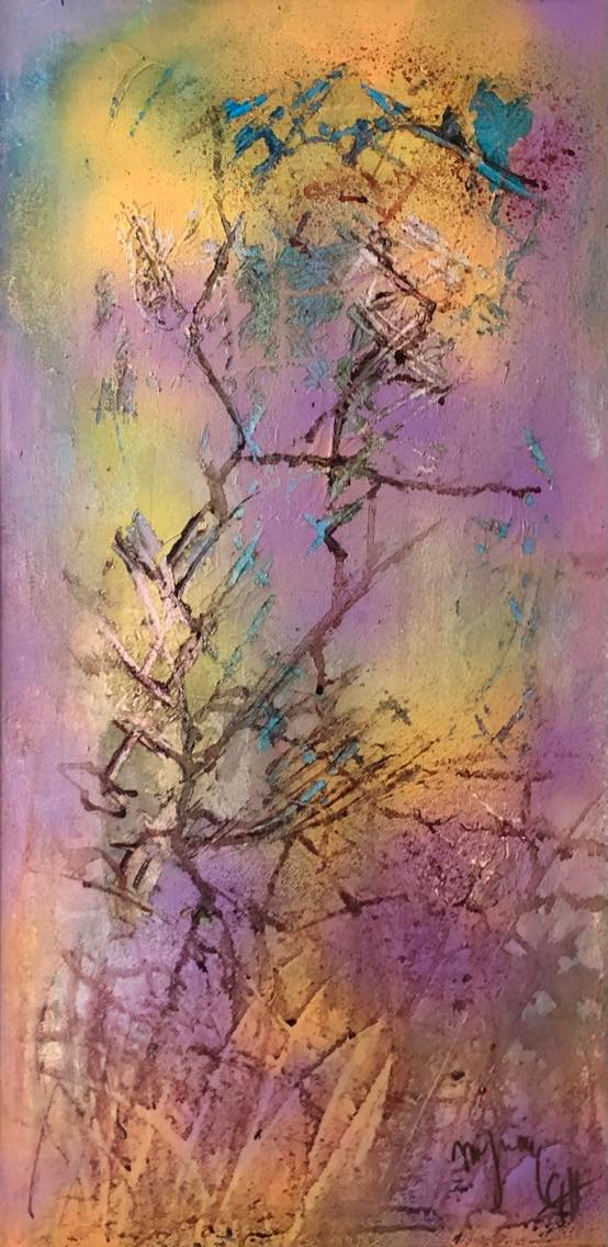 Tableau « Spring bigginings. 2021 » de Mariem Garaali — encre et huile