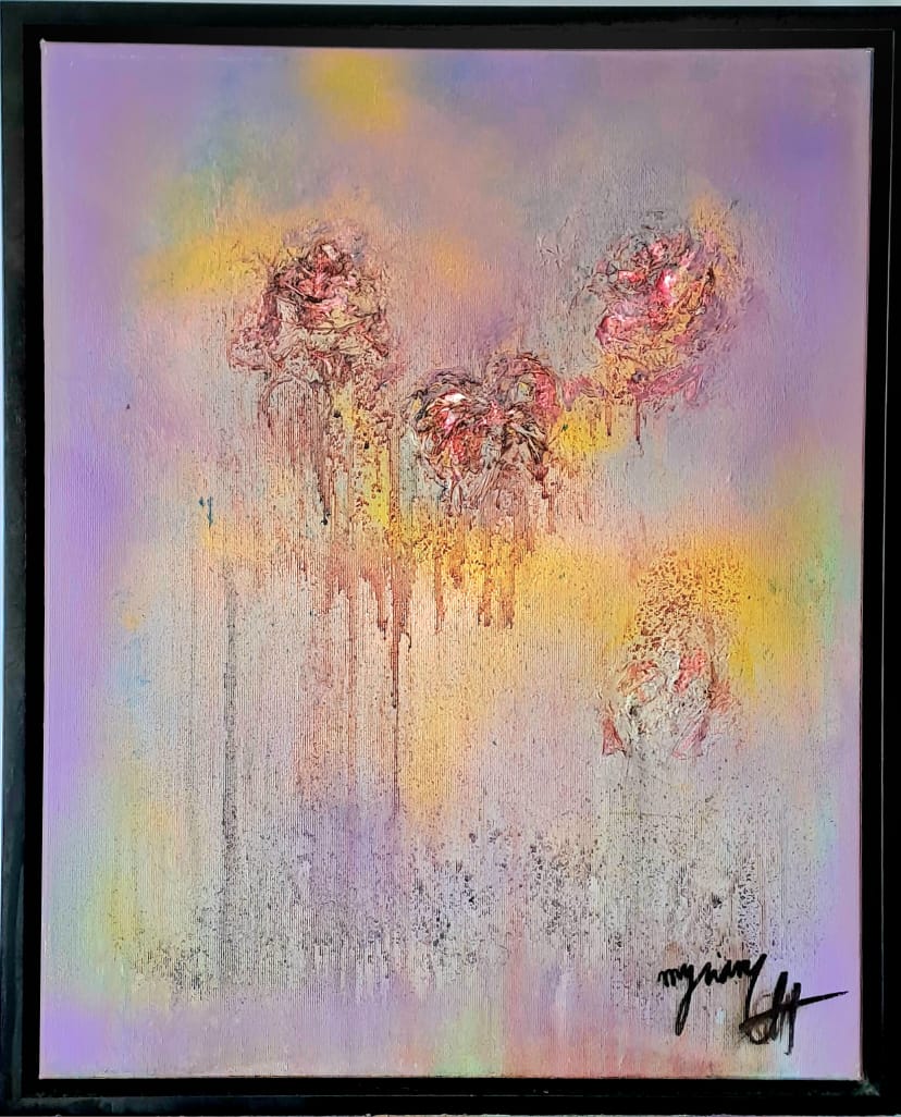 Tableau « Strange roses. 2021 » de Mariem Garaali — encre et huile
