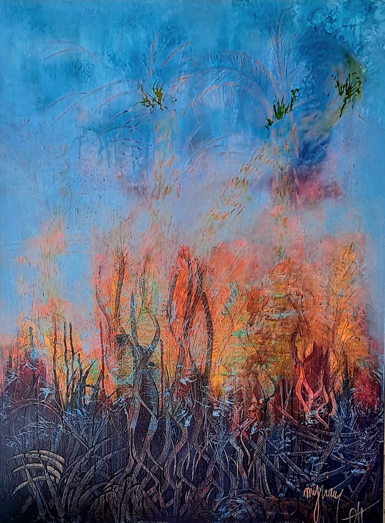 Tableau « Sunset flame. 2022 » de Mariem Garaali — mixte