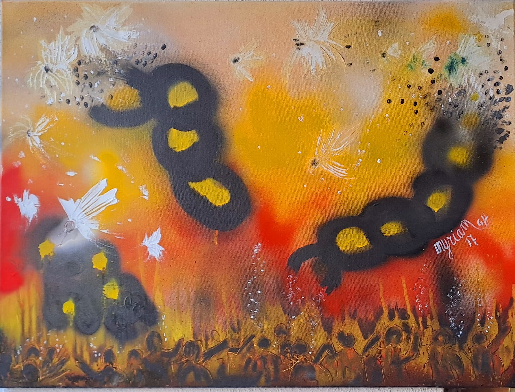 Tableau « Je brise les chaines » de Mariem Garaali — mixed media sur toile