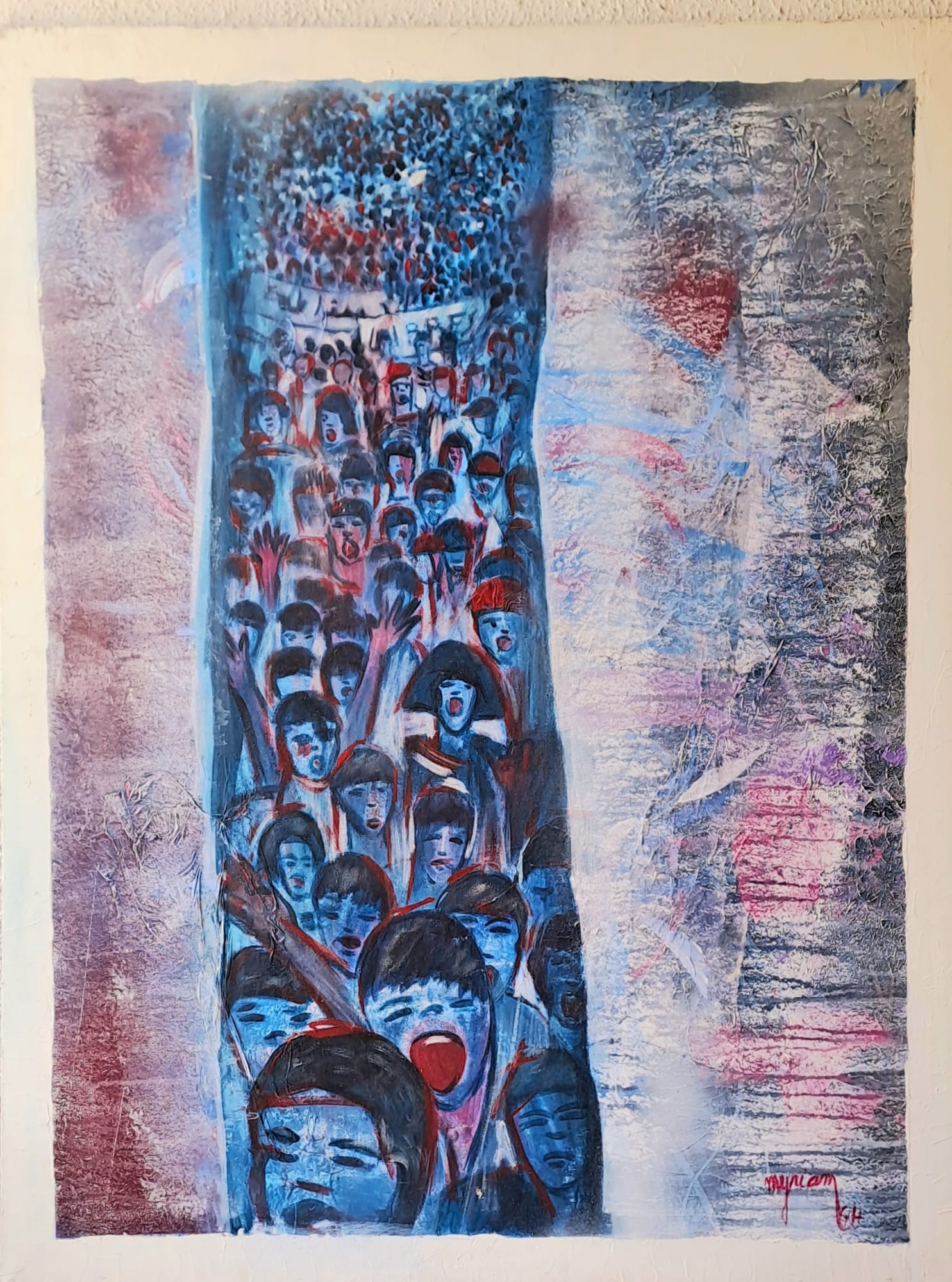 Tableau « La marche de l'espoir » de Mariem Garaali — acrylique