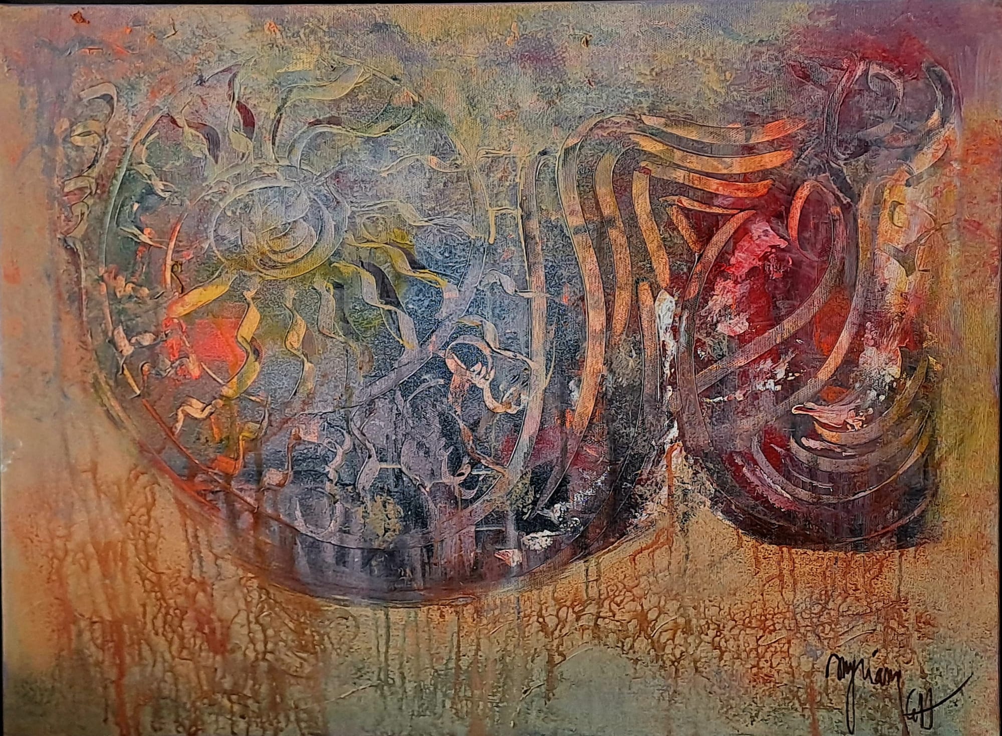 Tableau « Gestation. 2020 » de Mariem Garaali — encre et huile