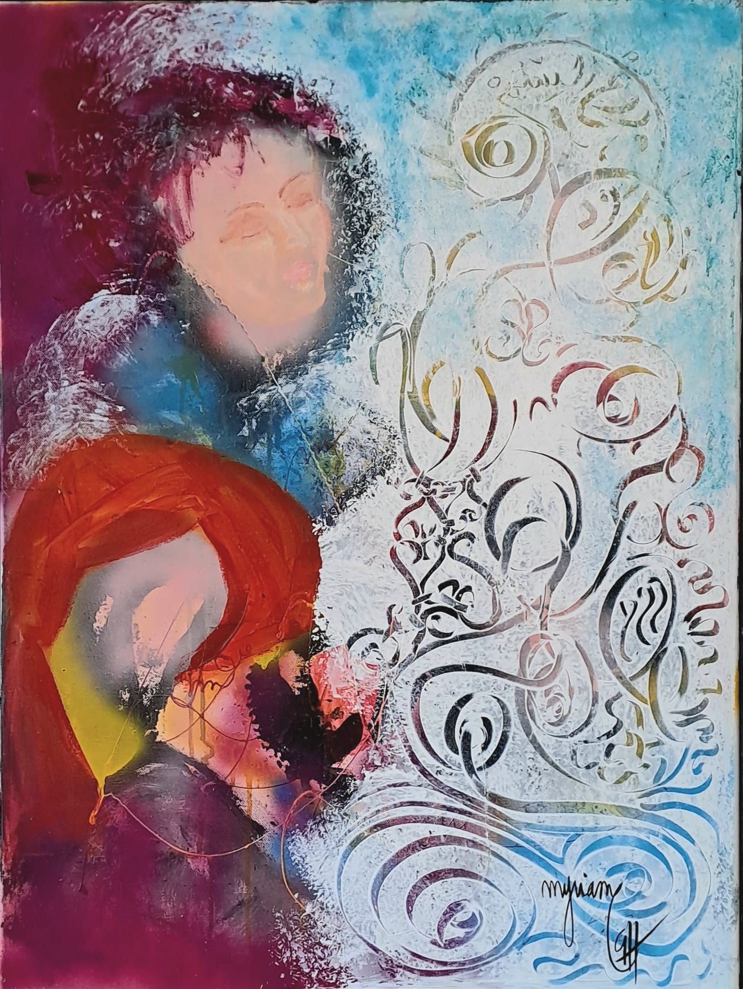 Tableau « Rêve en spirales  2020 » de Mariem Garaali — mixte