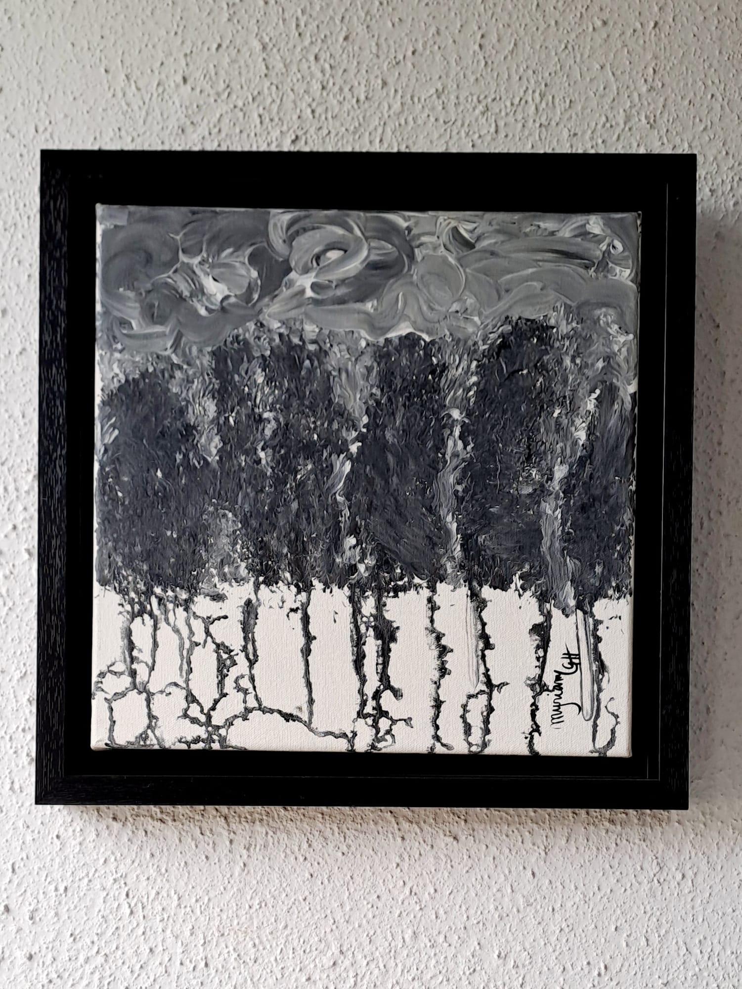 Tableau « Frissons. 2020 » de Mariem Garaali — gesso et encre