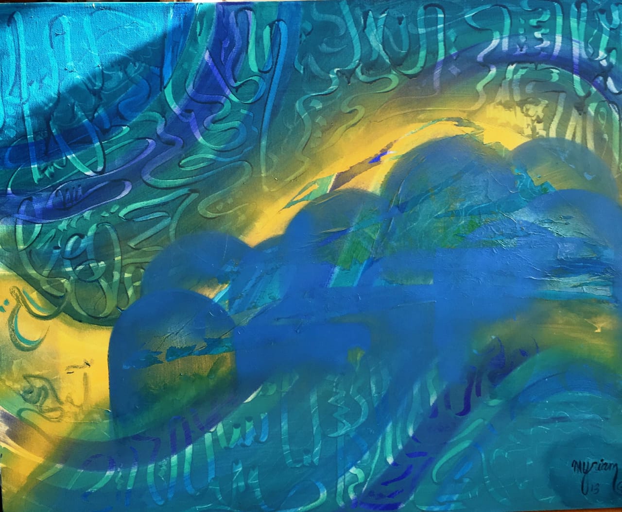 Tableau « Entre ciel et mer » de Mariem Garaali — mixed media