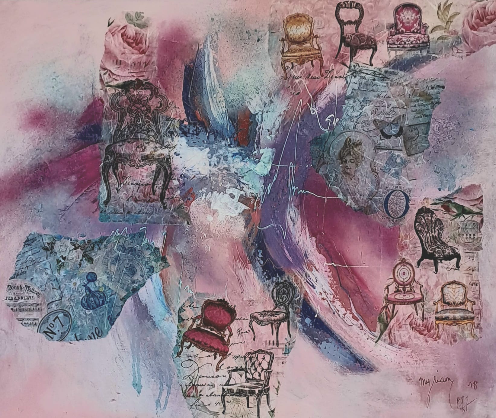 Tableau « Les sièges du temps suspendu » de Mariem Garaali