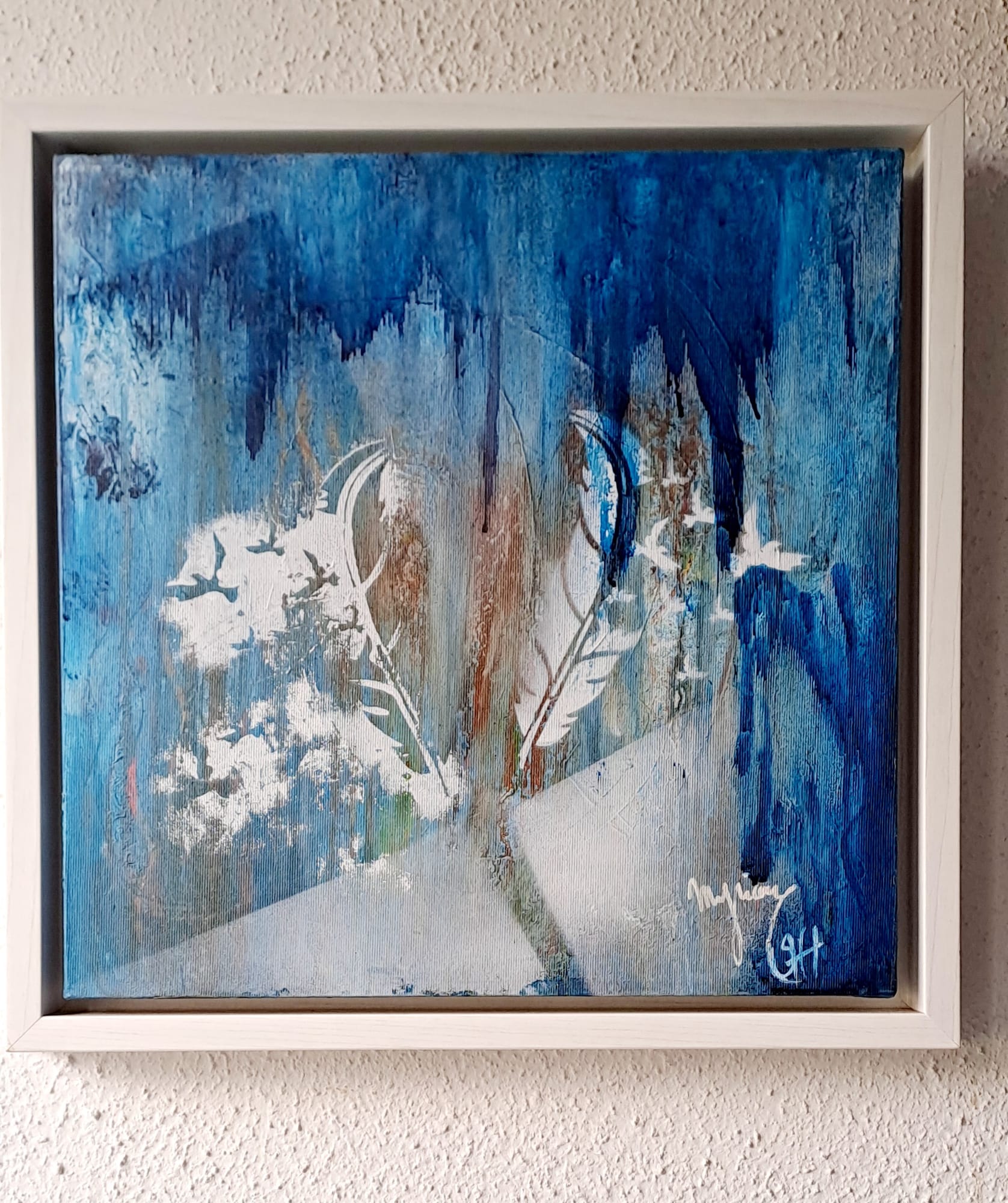 Tableau « Mémoire au vent » de Mariem Garaali — acrylique et encre