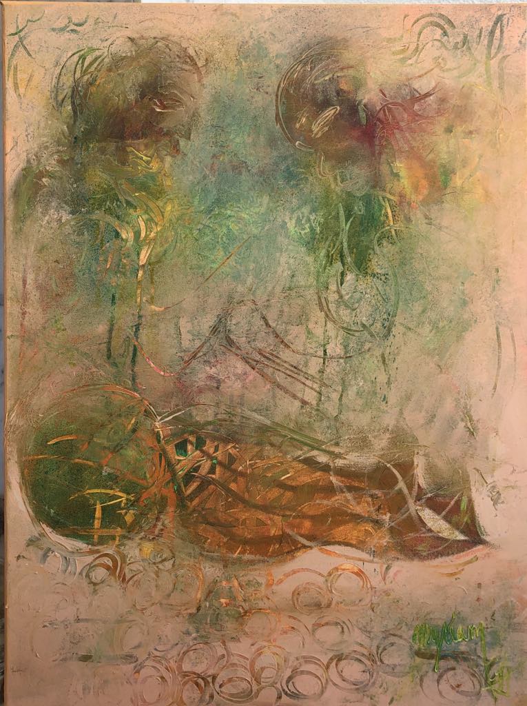Tableau « Naissance rêvée » de Mariem Garaali — mixed media