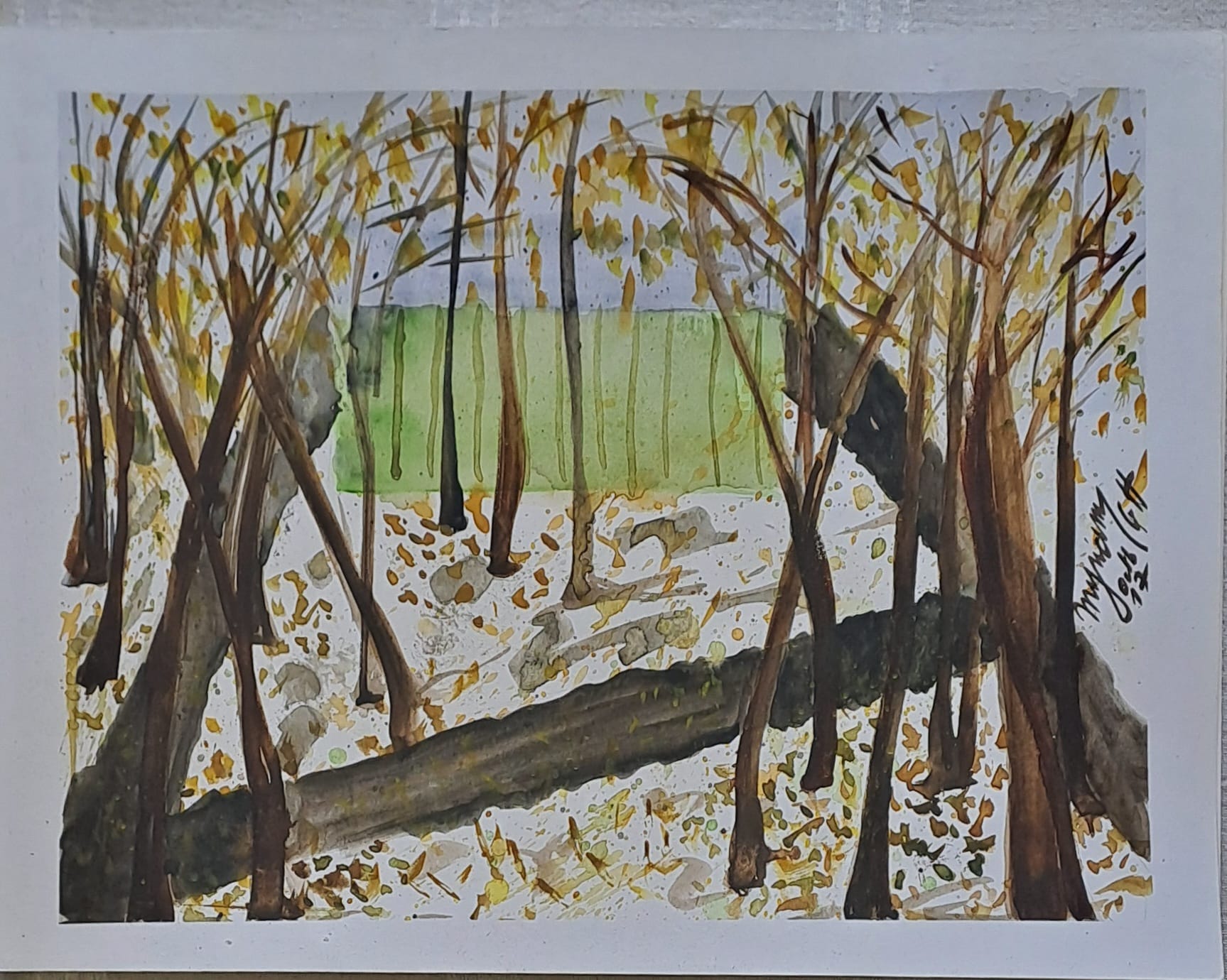 Tableau « Paysage moscovite 2 » de Mariem Garaali — aqurelle sur papier d'Arche