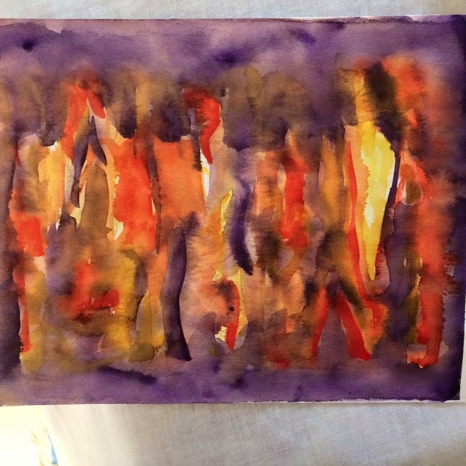 Tableau « Jeux de fluidité 4 » de Mariem Garaali — aquarelle
