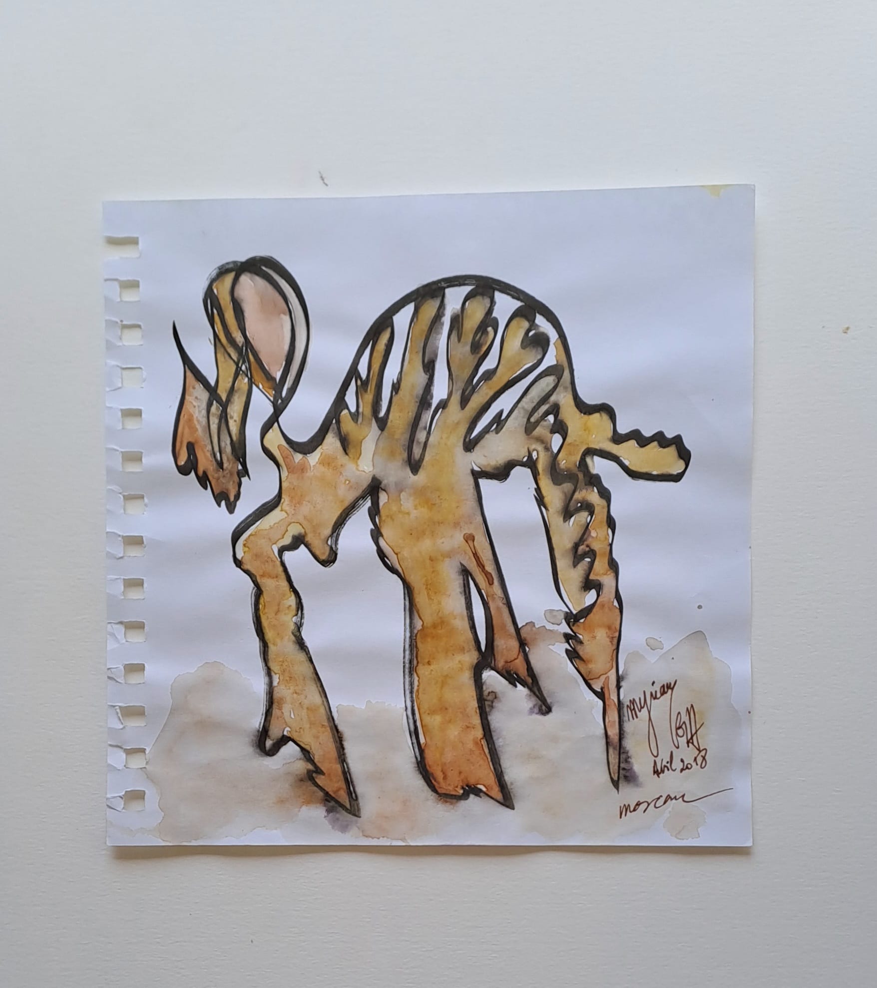 Tableau « Croquis aux marqueurs et eau 4 » de Mariem Garaali — dessin au stylo marqueur