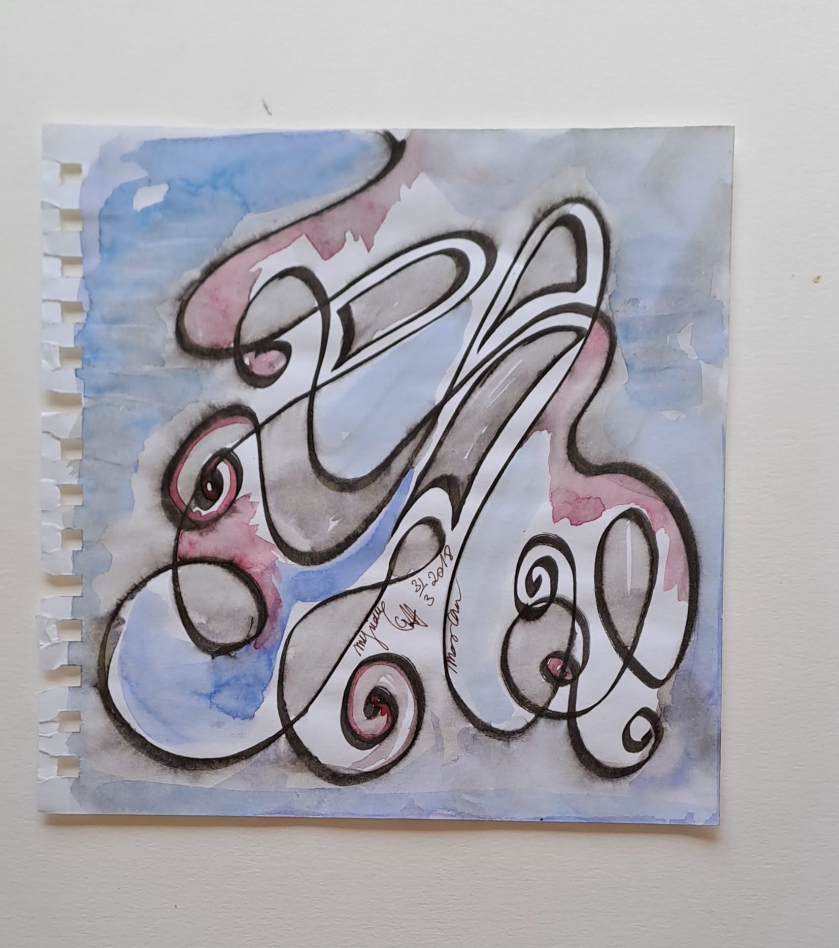 Tableau « Croquis aux marqueurs et eau 5 » de Mariem Garaali — dessin au stylo marqueur