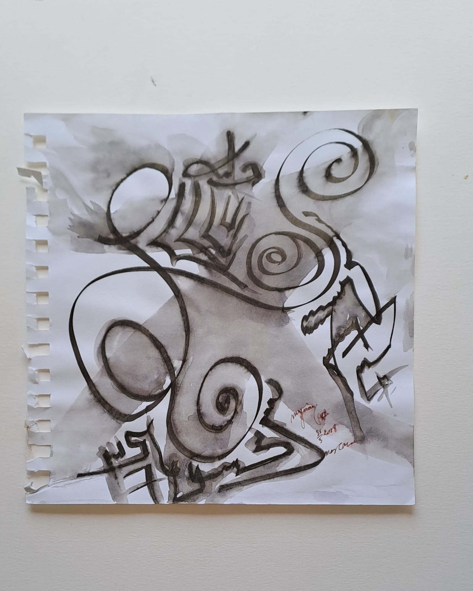 Tableau « Croquis aux marqueurs et eau 7 » de Mariem Garaali — dessin au stylo marqueur