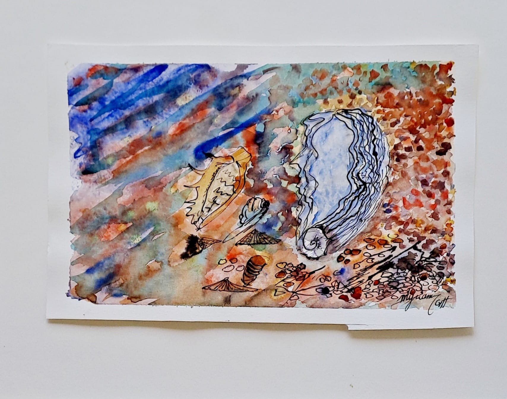 Tableau « Aquarelle et zentangle. » de Mariem Garaali — aquarelle