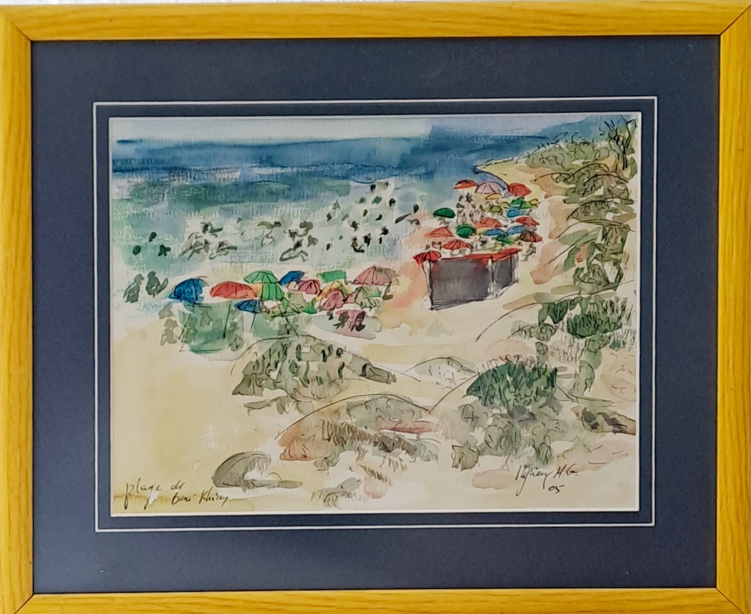 Tableau « La plage de Beni Khiar » de Mariem Garaali — aquarelle
