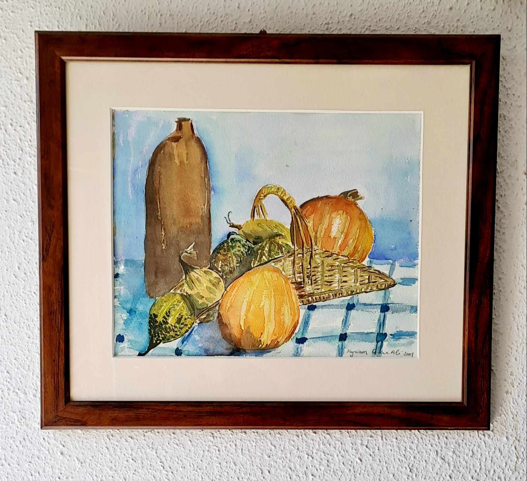 Tableau « Nature morte aux melons » de Mariem Garaali — aquarelle