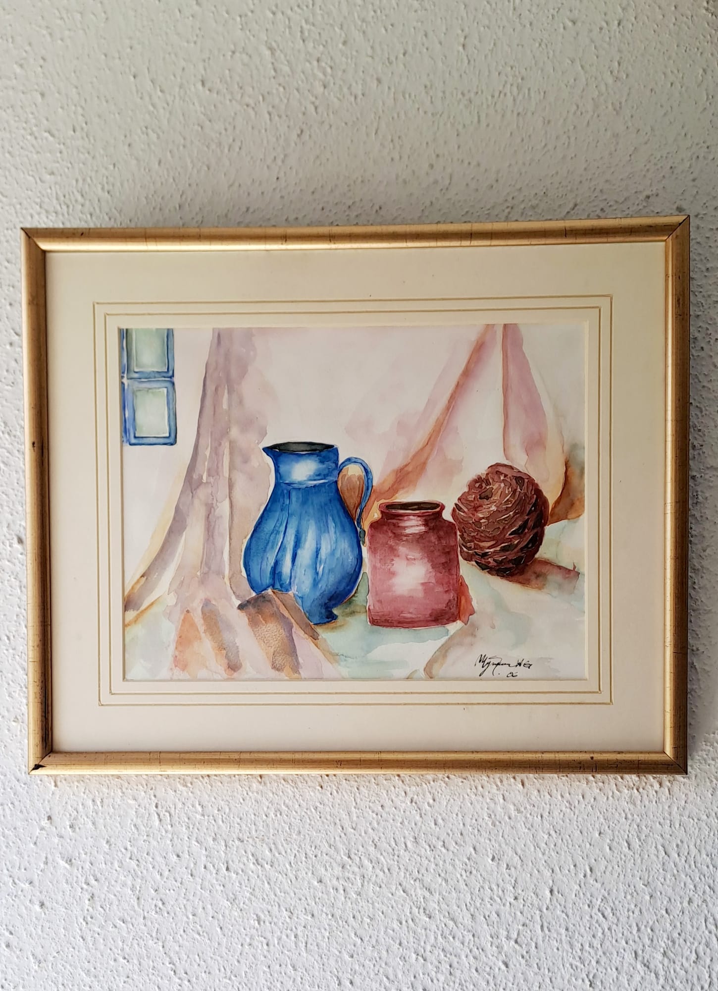 Tableau « Nature morte et drapés » de Mariem Garaali — aqurelle sur papier d'Arche