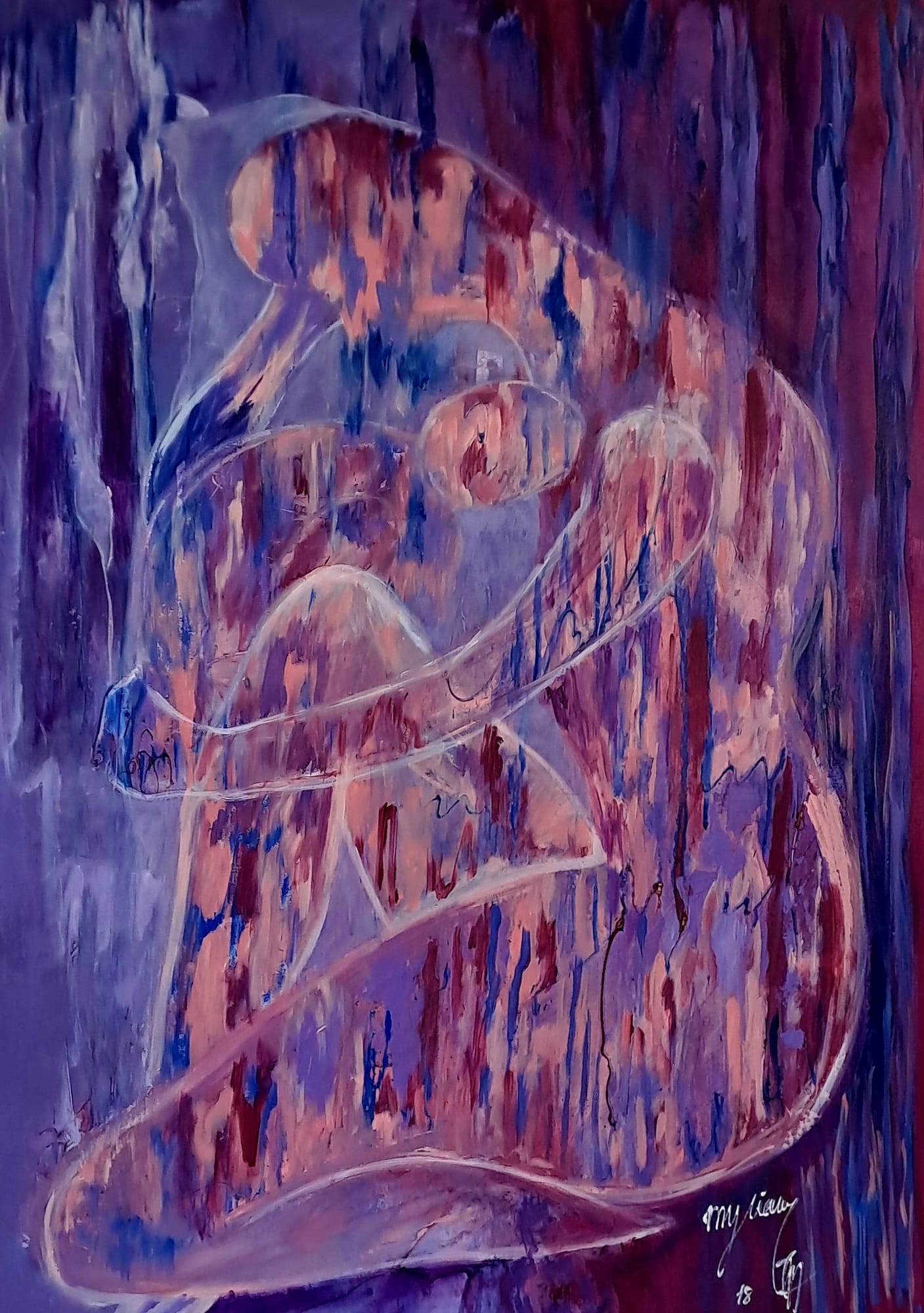 Tableau « Pensées fluides » de Mariem Garaali — acrylique
