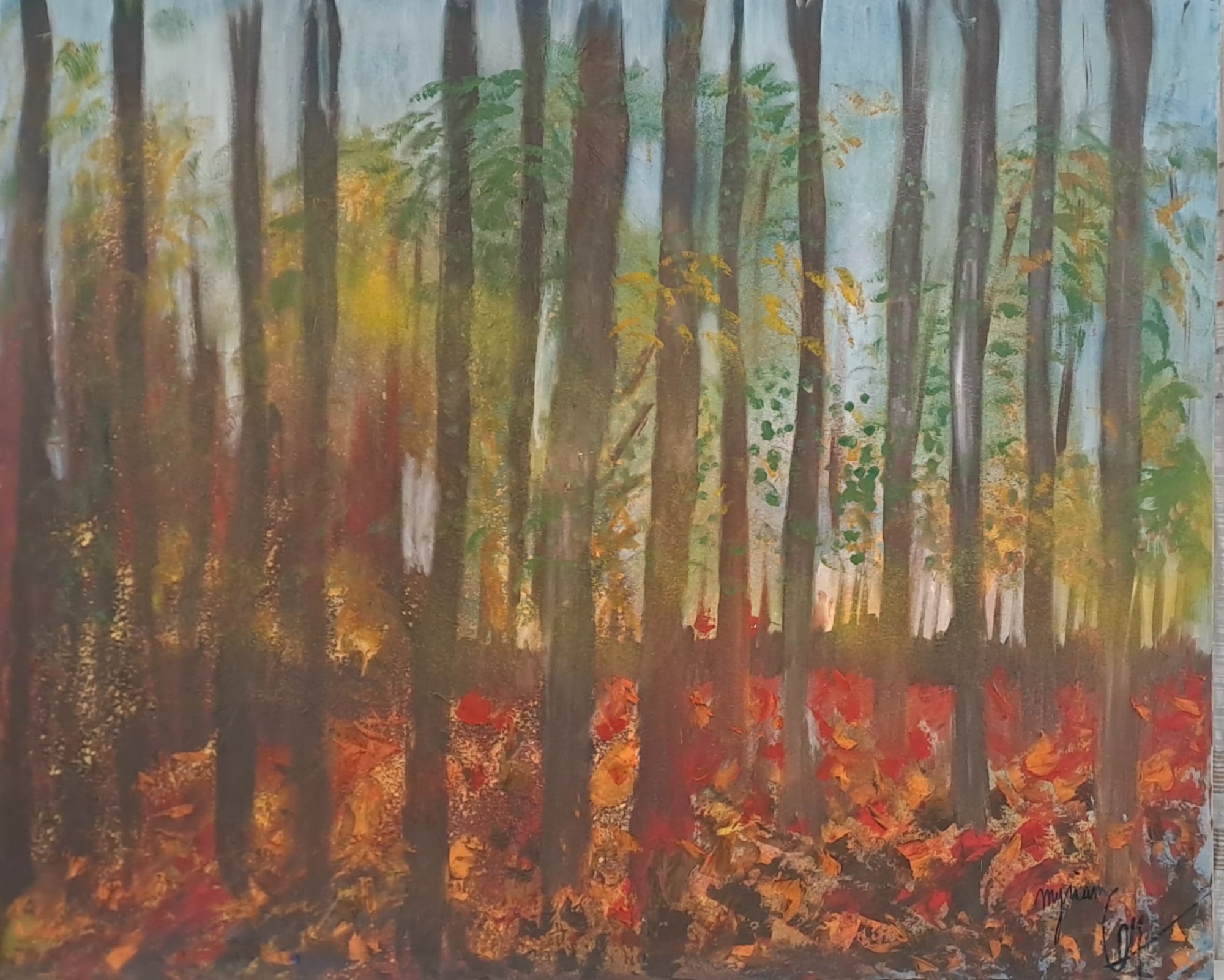 Tableau « Peupliers en automne » de Mariem Garaali — huile