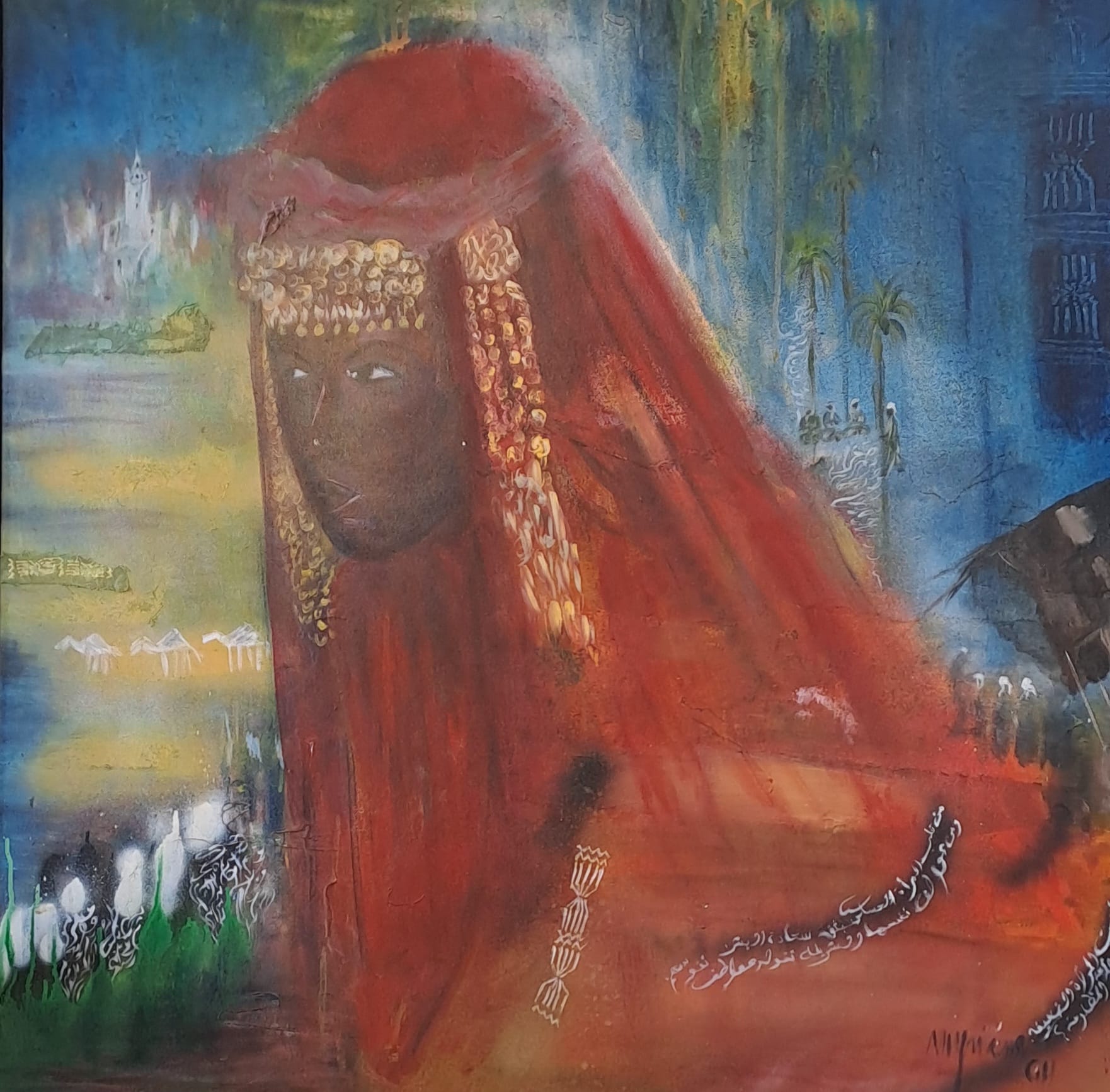 Tableau « Touches jerbiennes » de Mariem Garaali — acrylique