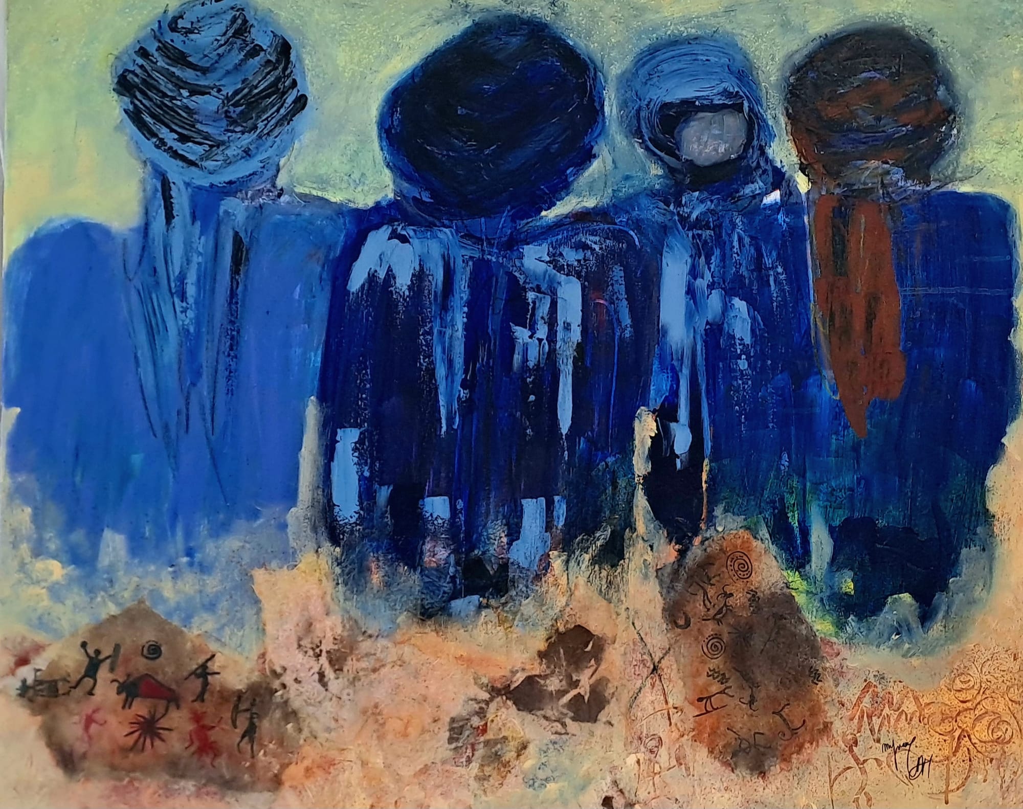 Tableau « Les gardiens du désert » de Mariem Garaali — mixed media