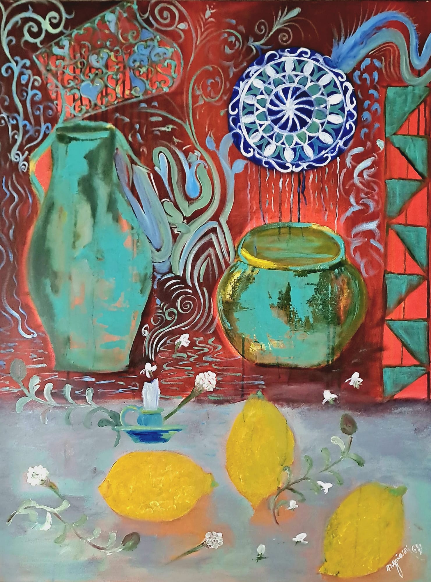 Tableau « La noria des empreintes » de Mariem Garaali — acrylique
