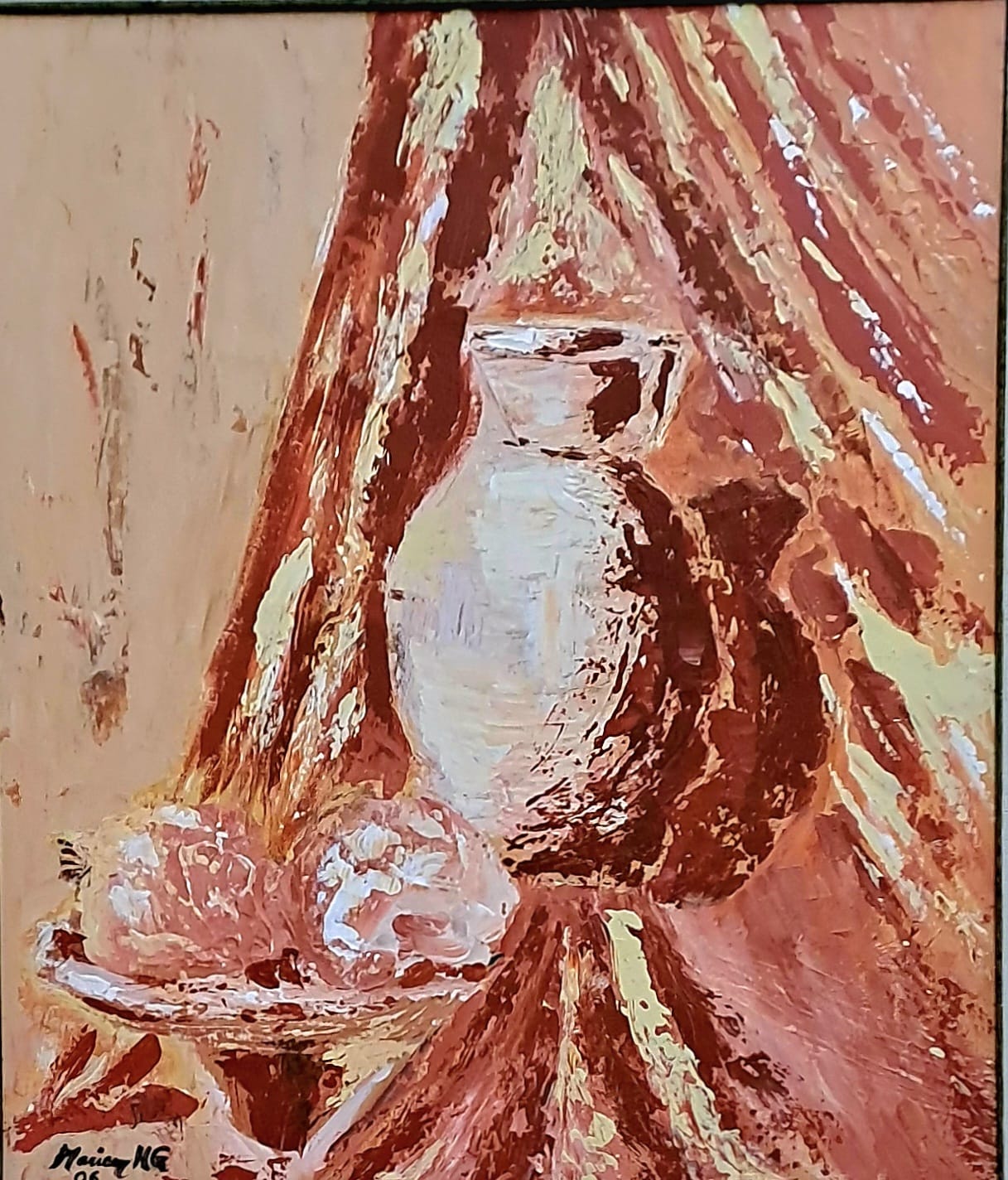 Tableau « Les grenades » de Mariem Garaali — acrylique au couteau