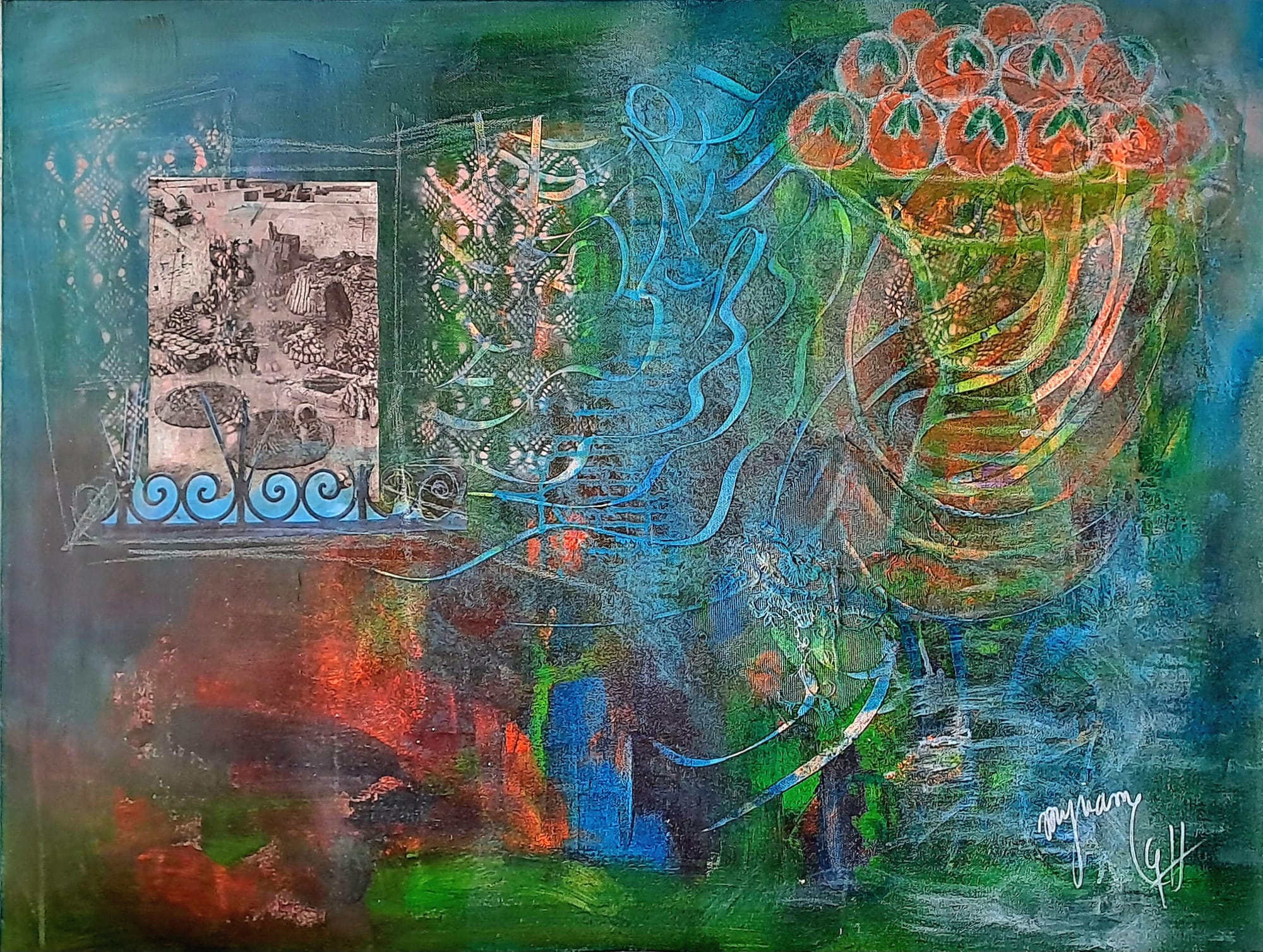 Tableau « Fluides nabeuliens » de Mariem Garaali — mixed media