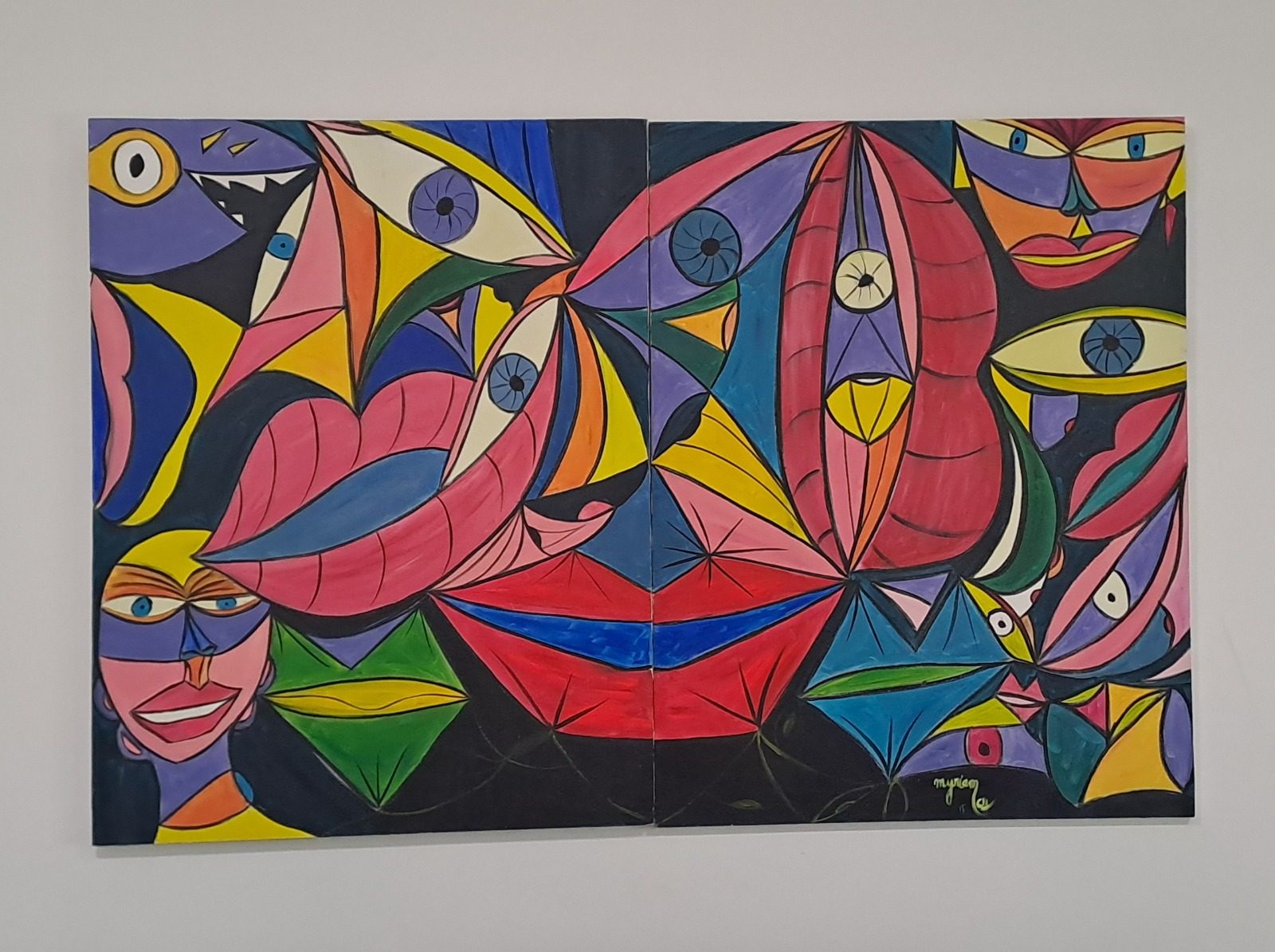 Tableau « Danse de retours. 2015 » de Mariem Garaali — acrylique/ diptyque